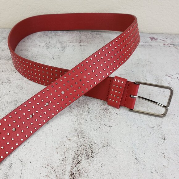 Vintage Y2K GUESS 100% Leather Belt Studded Red size L Grunge Emo Glam Rock main image 4